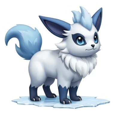 Shiny White Furry Snowy Ice-type Absol-Minccino-Zorua-Hybrid (Full body) sticker