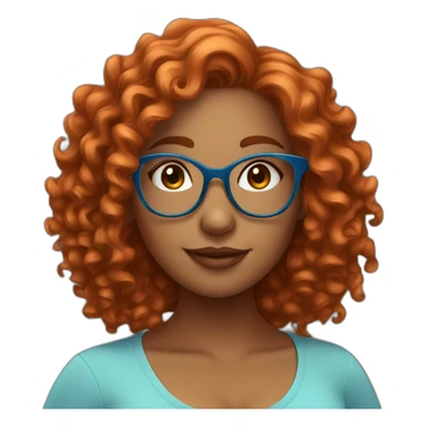 pretty curvy girl with curly copper hair and blue glasses sticker