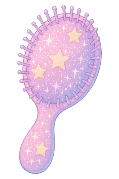 girly sparkling hairbrush, cute, shiny sticker