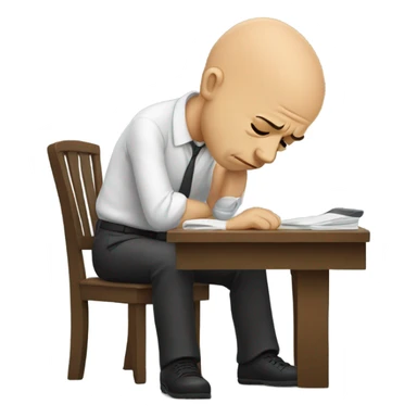 Bald man crying on a desk sticker