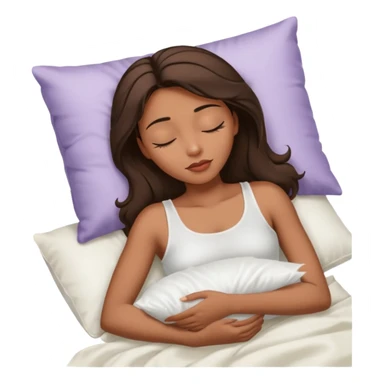 sleeping beauty african american woman with dark brown hair with a white silk pillow, she is sleeping on her side, she is wearing a white tank top sticker