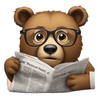 bear wearing glasses reading newspaper sticker