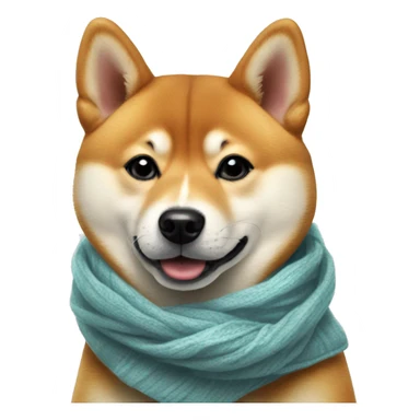realistic shiba inu portrait with scarf on sticker