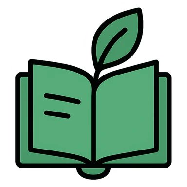 green minimalist logo for Convo Cuisine recipe book with leaf and book icon sticker