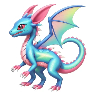 Spooky stitched colorful iridescent Salandit-Flygon-Sylveon-Umbreon-fusion-Pokémon-hybrid-creature  sticker