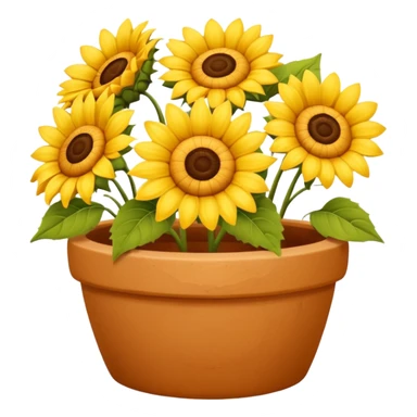 sun flowers in a clay pot sticker