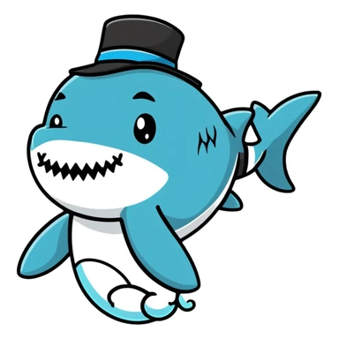 shark wearing a top hat sticker