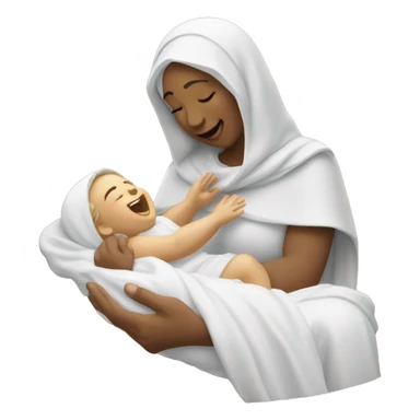 Mother Mary tickling baby Jesus sticker