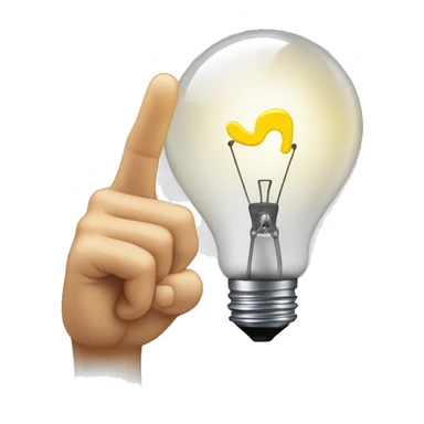 lightbulb and a pointing hand, symbolizing a helpful tip or recommendation sticker