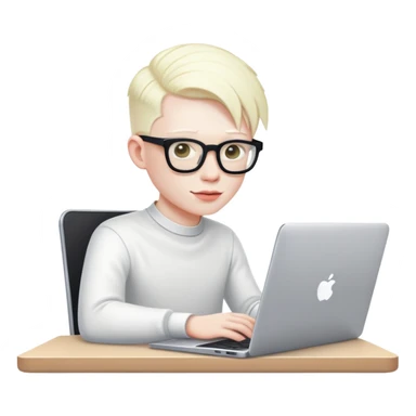 albino youtuber on laptop with desk sticker
