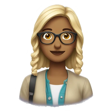 diseñadora con un libro y lentes sticker