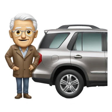 An old man driving next to a super model in a Honda pilot sticker