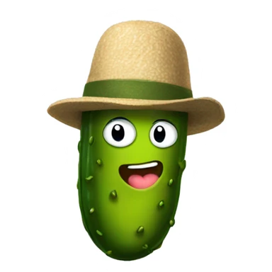 A pickle wearing a hat sticker