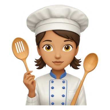 a woman chef wearing a bright yellow uniform, no posing sticker