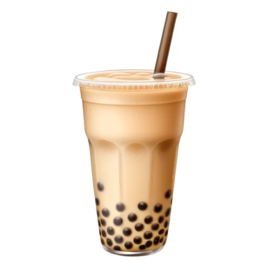 Bubble tea with tapioca pearls and milk tea, with straw sticker
