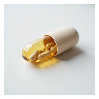 hyperrealistic dietary supplement capsule or tablet on isolated white background, 4K details, neutral lighting, no additional elements sticker