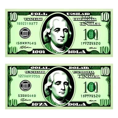 3D realistic US 100 dollar bill sticker, slight perspective, centered, clean cutout, transparent background, no text, no watermark sticker