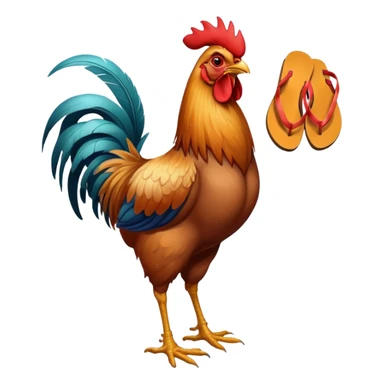a rooster wearing flip-flops sticker