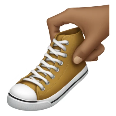 Hand holding shoe sticker