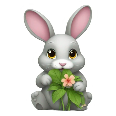 Bunny eating flower sticker