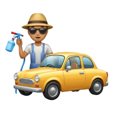 man washing a car outside his house full body sticker