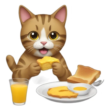 cat eating breakfast sticker