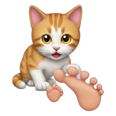 CAT EAT FOOT sticker