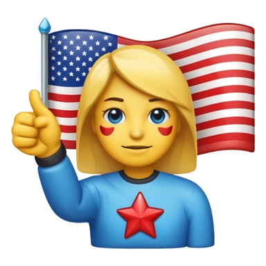 Freezing face emoji, American flag emoji, person with arms crossed emoji, glossy right-pointing arrow, all arranged in a single horizontal line, highly polished game UI style. sticker
