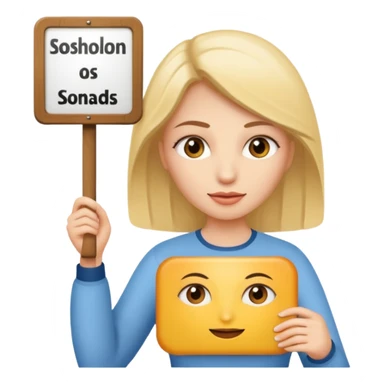 women with a sign with "Sosholondas" on it sticker
