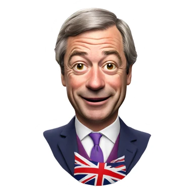 Nigel Farage waving a Union Jack flag  sticker