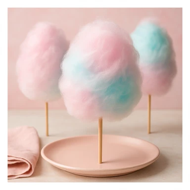 cotton candy in a food photography style, realistic, soft lighting, pastel colors sticker