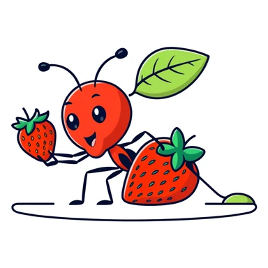 Ant eating a strawberry  sticker