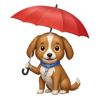 dog holding an umbrella sticker
