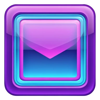 A glowing neon square in shades of blue and purple, transparent background sticker