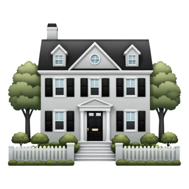 light gray colonial house with black shutters and black front door sticker