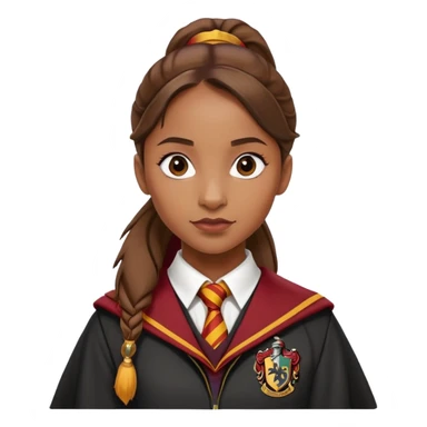 Angelina Johnson in harry potter, wear hogwarts gryfindor uniform, ponytail hair sticker