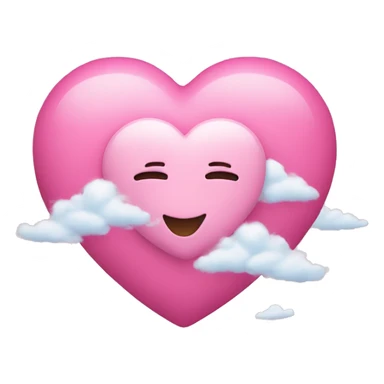Pink heart face with clouds sticker
