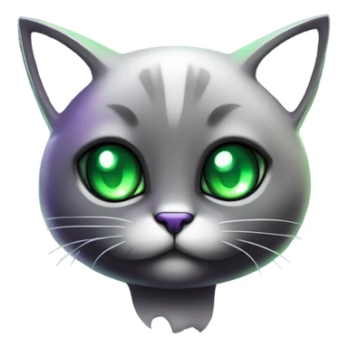 Shiny, Sparkly, Black Dark-type-Fakémon-Cat Purple eyes, green gem, full body sticker