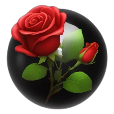 Red rose in a black glass sphere  sticker
