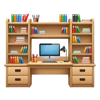 Make a.study table emoji with shelves. sticker