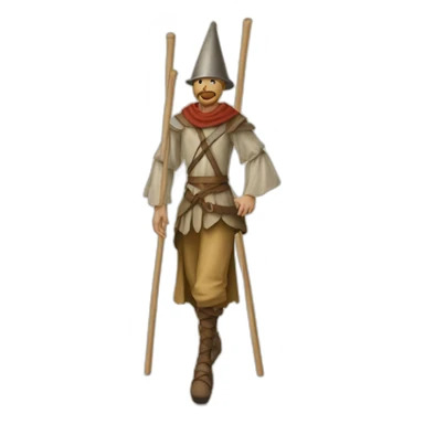 A person who walks on stilts, walking medeival fair sticker