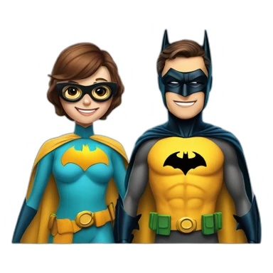 batman and robin where batman smiles and weares glasses and robin is female sticker
