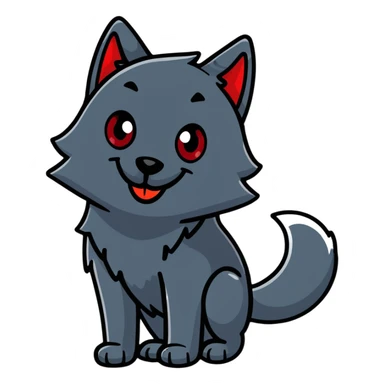 happy smiling black wolf with red eyes sticker
