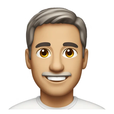An mature Italian man with light skin, short dark brown  hair, a smiling face sticker