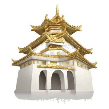 castillo japones en blanco y dorado con adornos japoeses sticker