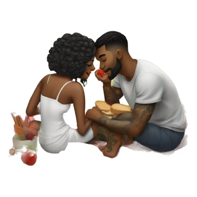 Romantic picnic date for beautiful tattooed couple sticker