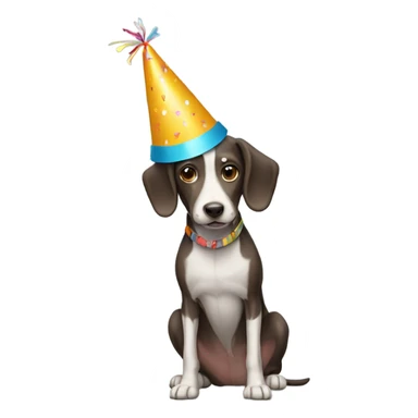 skinny dog wearing a party hat  sticker