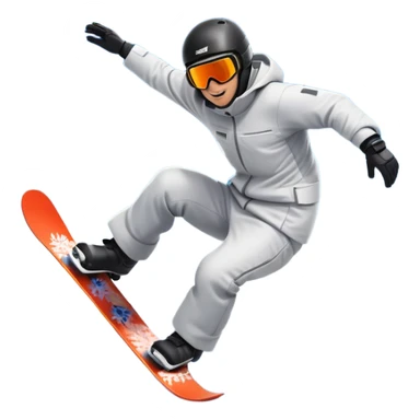 An icon showing a snowboarder performing an exciting jump on a snow-covered slope. The background features towering mountains, snow-covered trees, and a bright, clear sky. Transparent background highlights the speed, agility, and thrill of snowboarding. sticker