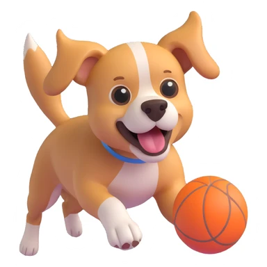 dog chasing ball in forrest, close up pose sticker