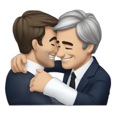fillon and macron hugging sticker